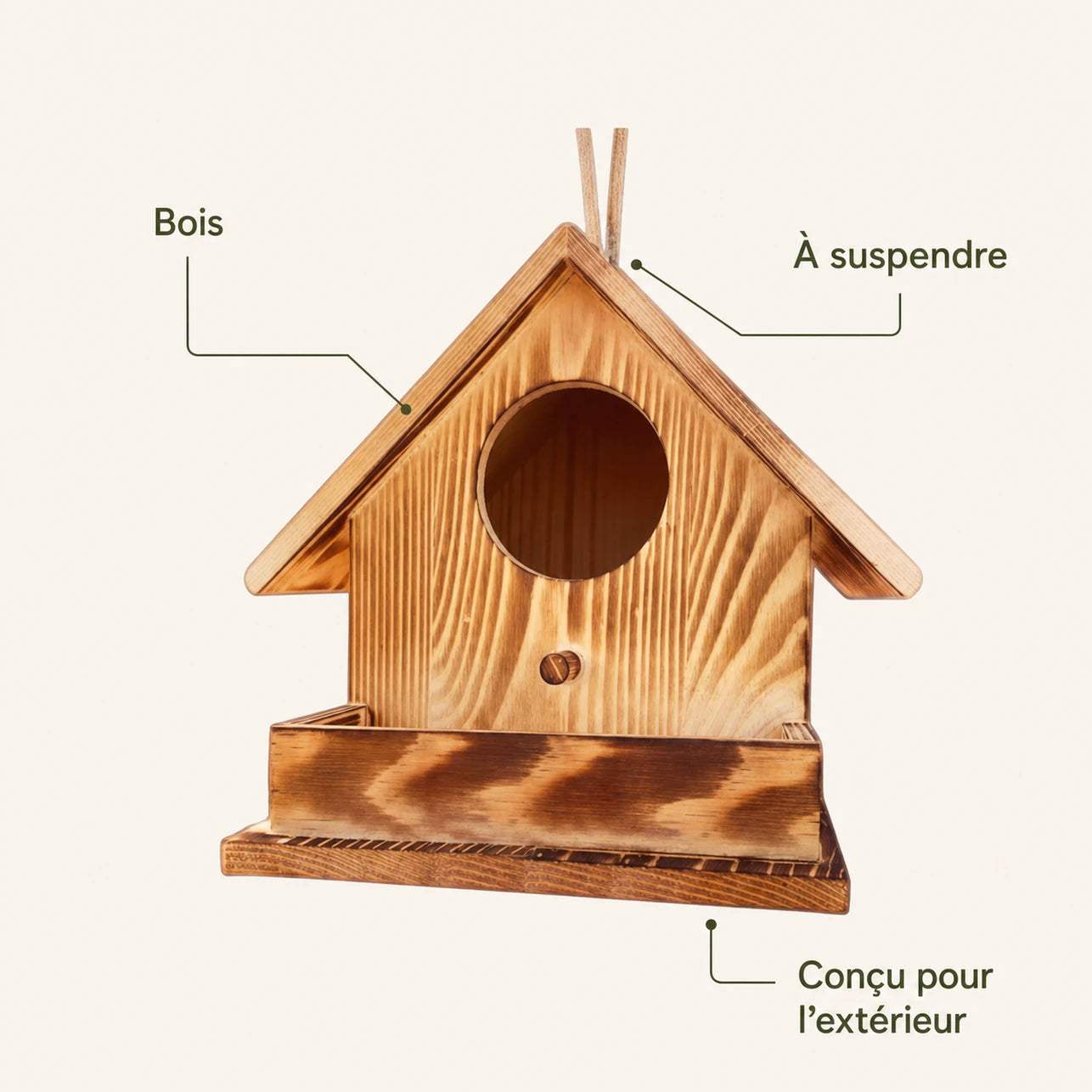 Houten vogelhuisje bruin licht — foto 4