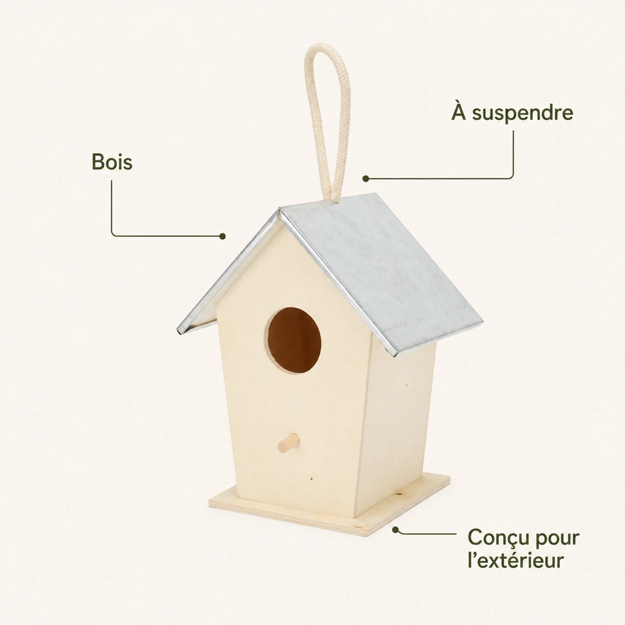Vogelhuisje stijl rustiek van hout beige — foto 4