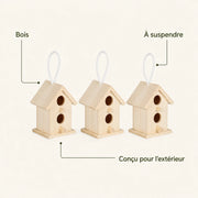 Set van 3 vogelhuisjes van hout beige — foto 4