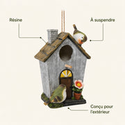 Vogelhuisje decoratief van hars met voorkant bloemen — foto 4