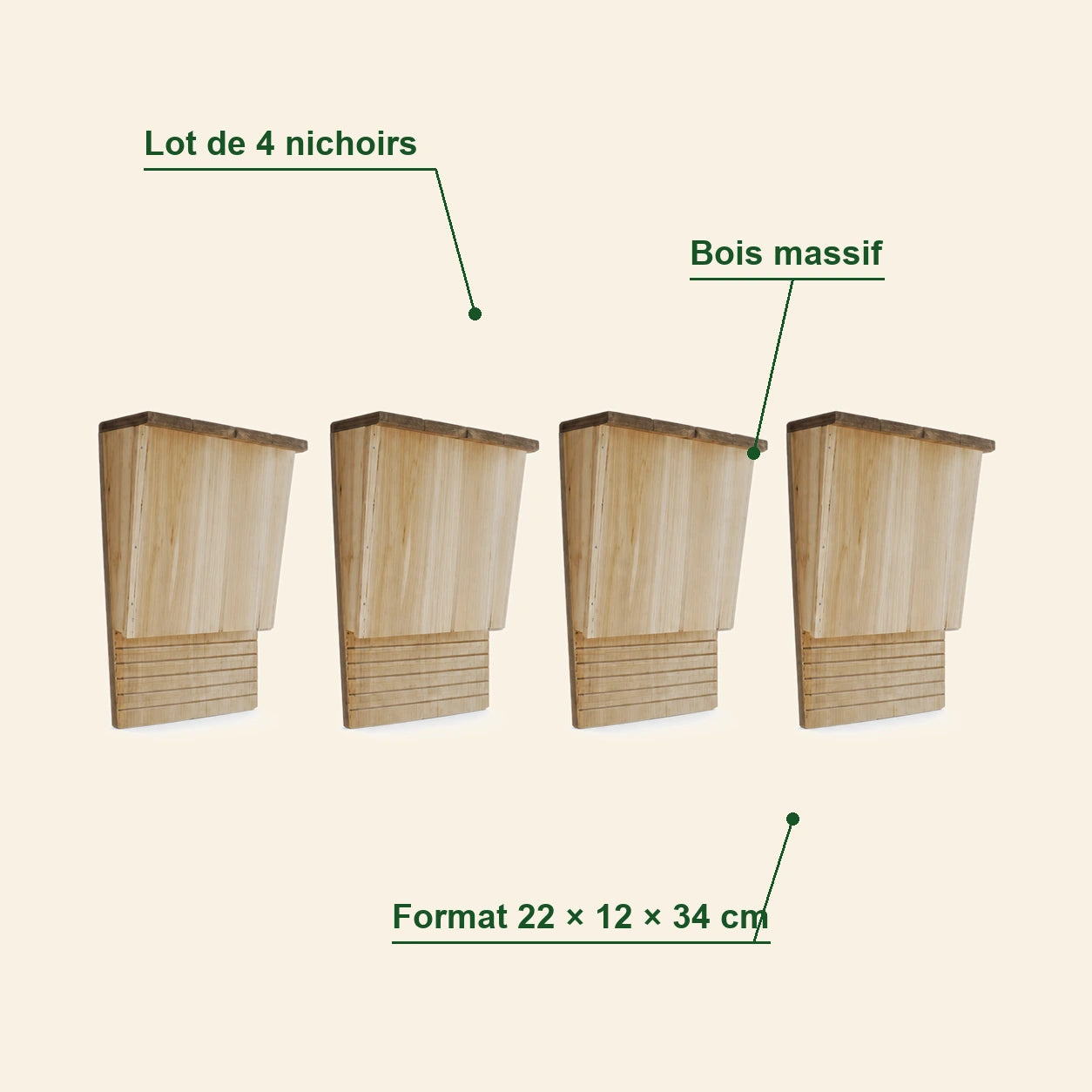 Set van 4 vogelhuisjes met bats 22 × 12 × 34 cm — foto 4
