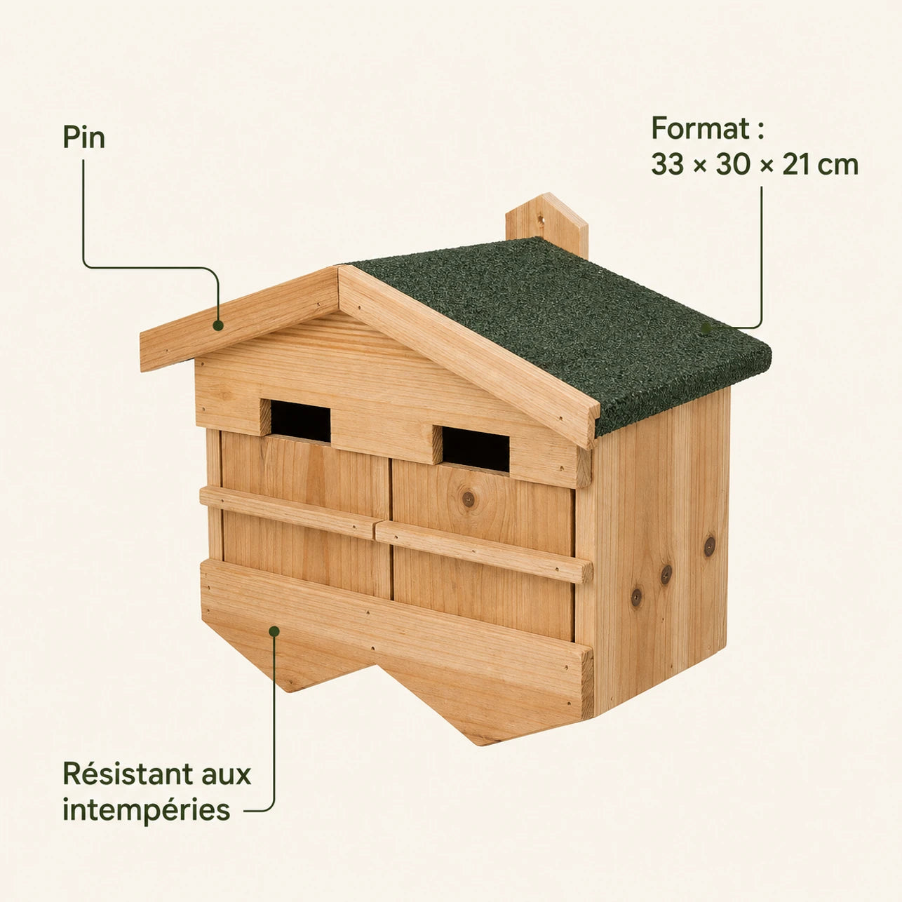 Vogelhuisje van grenen bruin formaat 33 × 30 × 21 cm — foto 4