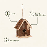 Hangend vogelhuisje van spar formaat 14,6 × 12,4 × 8 cm — foto 4