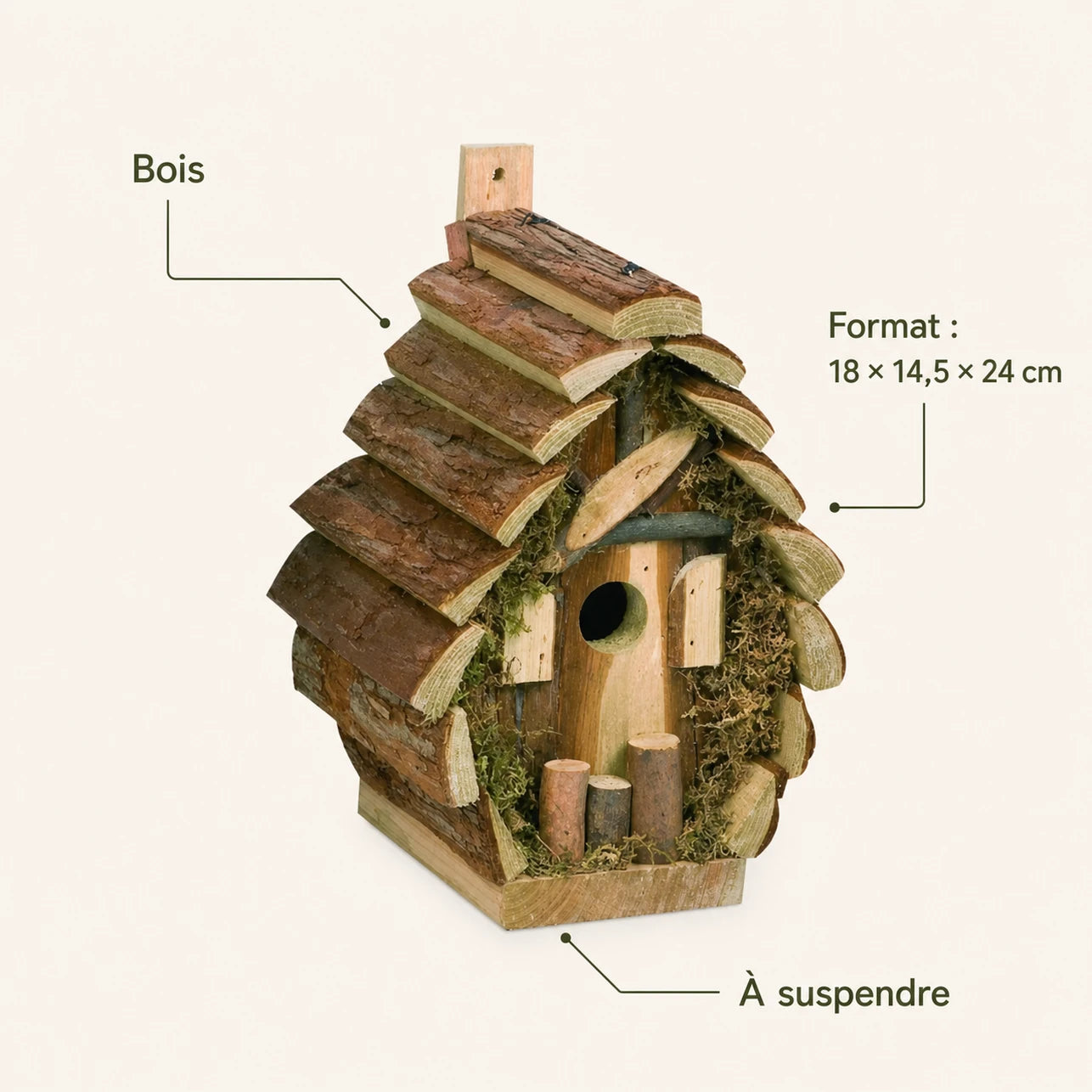 Houten vogelhuisje bruin formaat 18 × 14,5 × 24 cm — foto 4