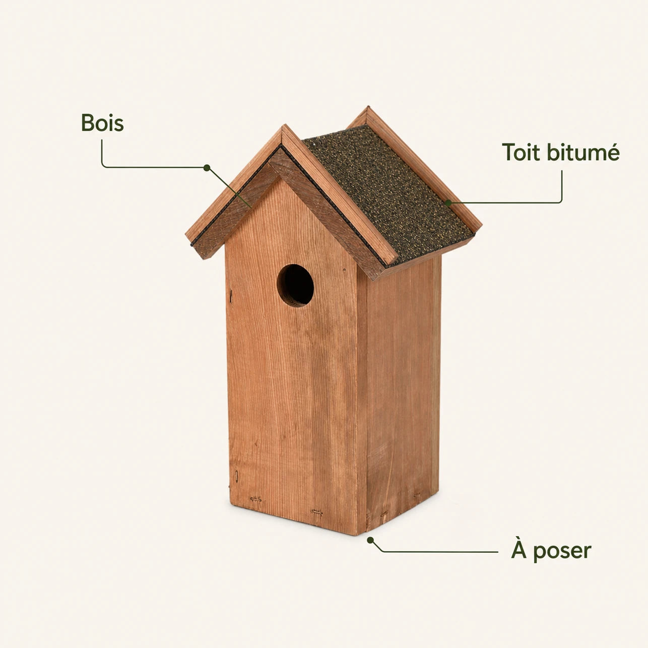 Houten vogelhuisje met bitumendak bruin — foto 4