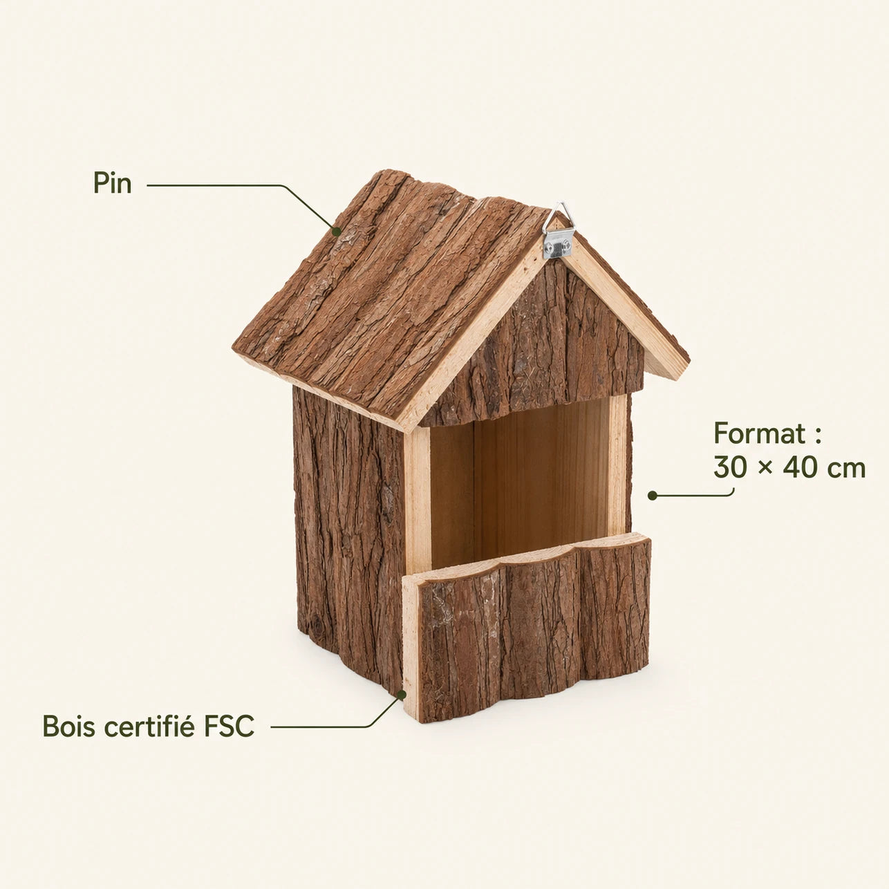 Vogelhuisje van grenen bruin formaat 30 × 40 cm — foto 4