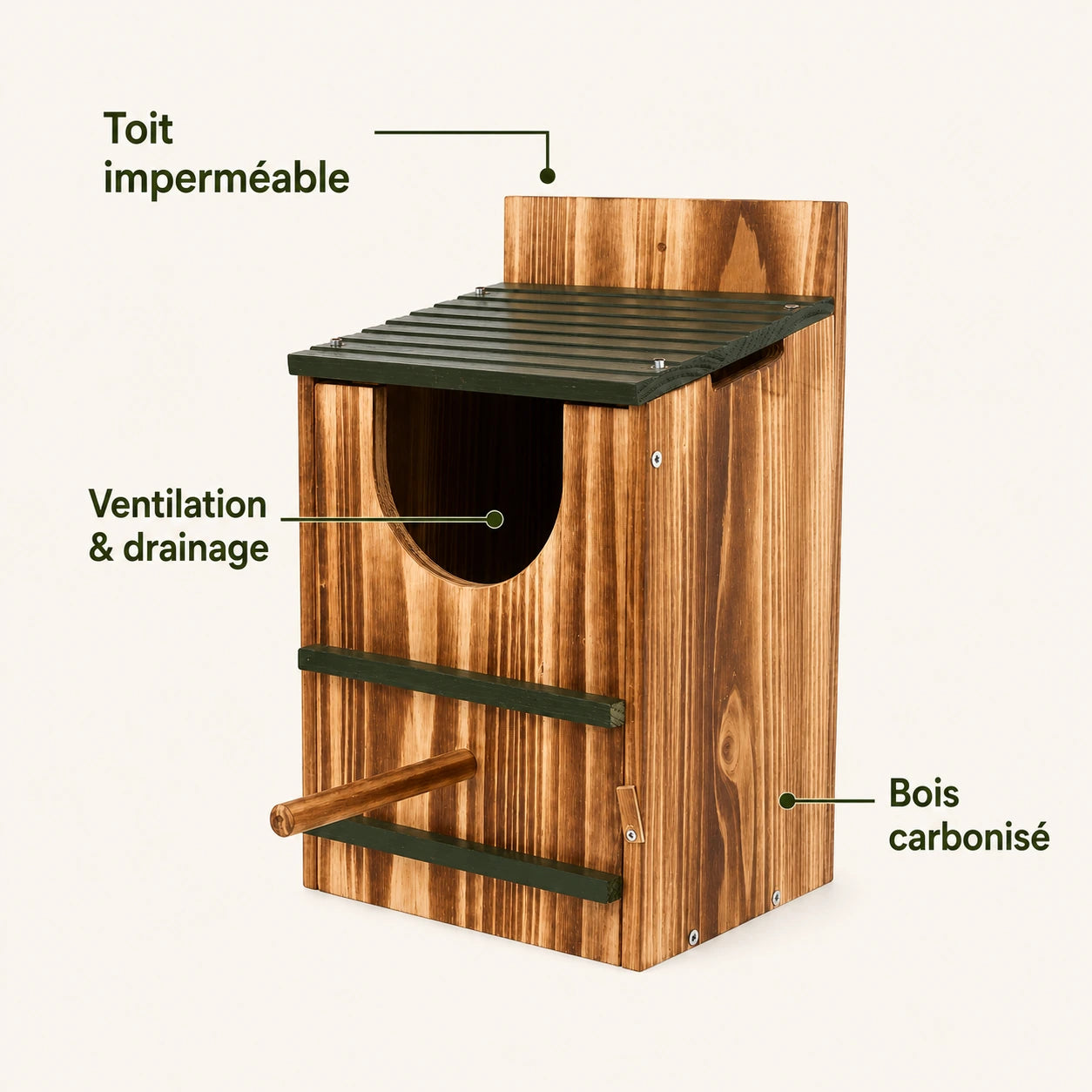 Vogelhuisje van verkoold hout — foto 4