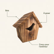 Vogelhuisje van gebrand hout met ingang breed — foto 4