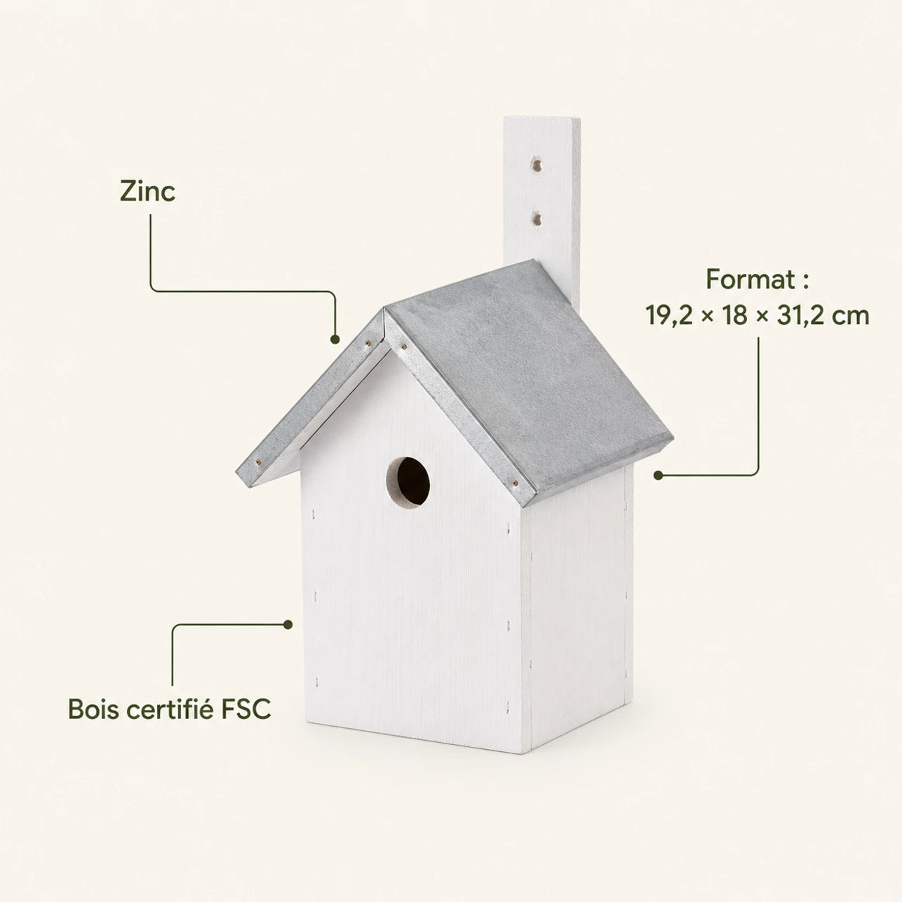 Vogelhuisje wit formaat 19,2 × 18 × 31,2 cm — foto 4