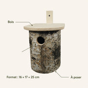 Vogelhuisje van berk bruin formaat 16 × 17 × 25 cm — foto 4