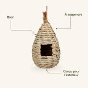 Hangend vogelhuisje van rotin wit — foto 4