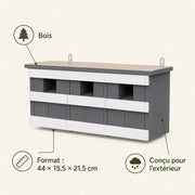 Set van 3 vogelhuisjes van hout grijs formaat 44 × 15,5 × 21,5 cm — foto 4