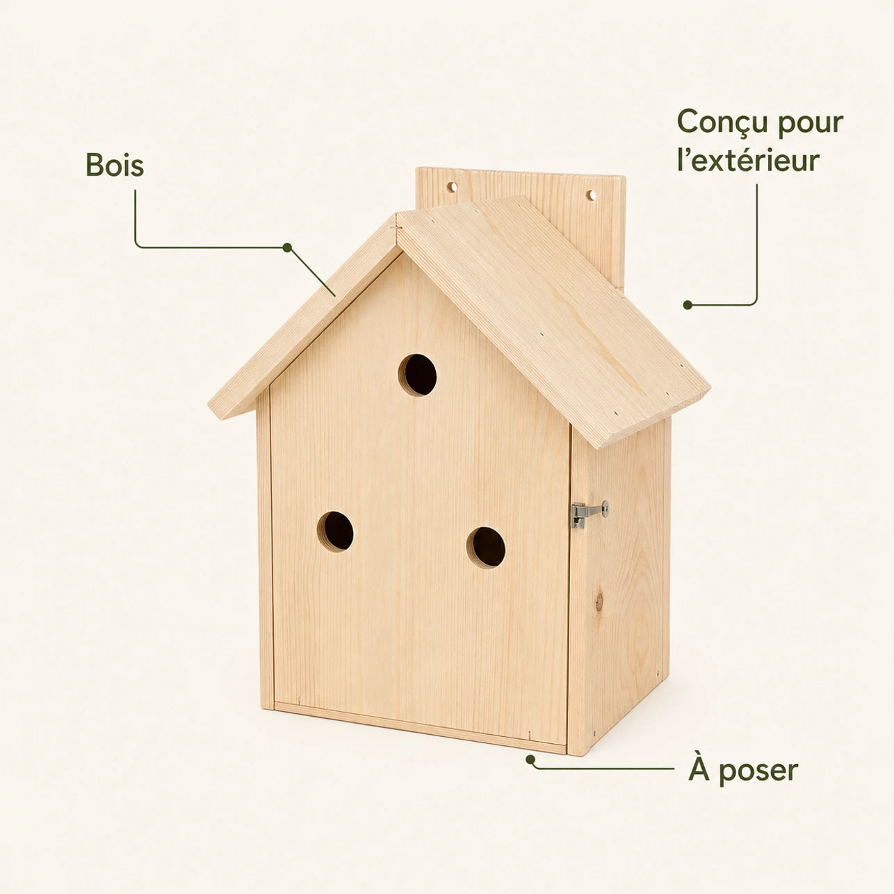 Houten vogelhuisje beige — foto 4