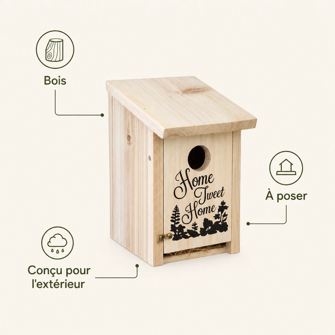 Houten vogelhuisje met groendak rood — foto 4