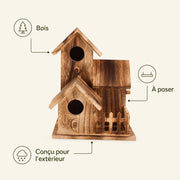 Vogelhuisje dubbel van hout met twee niveaus — foto 4