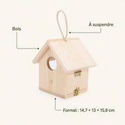 Vogelhuisje observatie van hout beige formaat 14,7 × 13 × 15,8 cm — foto 4