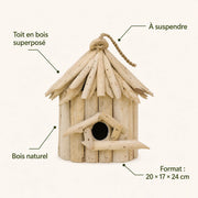 Hangend vogelhuisje van hout beige formaat 20 × 17 × 24 cm — foto 4