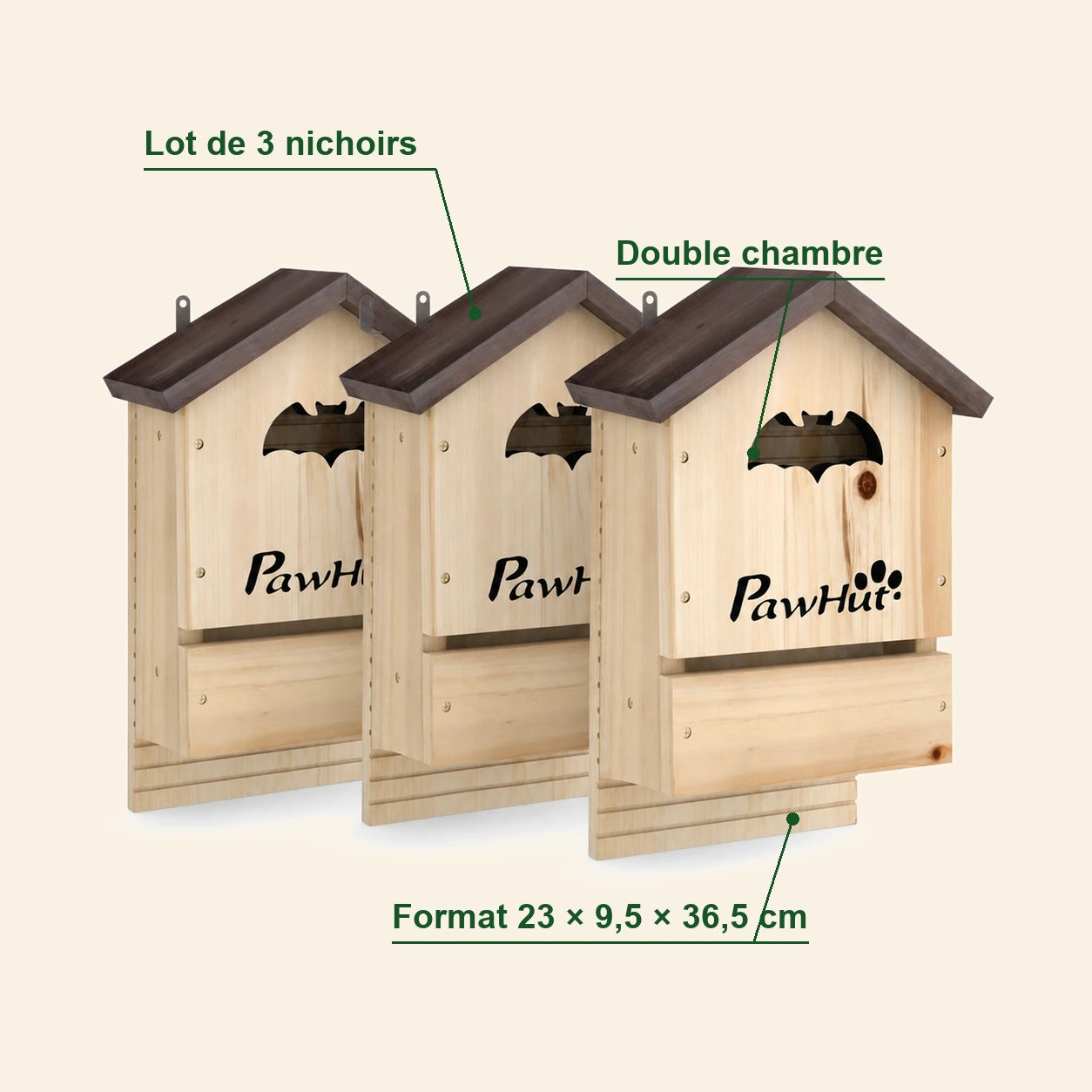 Set van 3 vogelhuisjes met bats dubbel kamer — foto 4