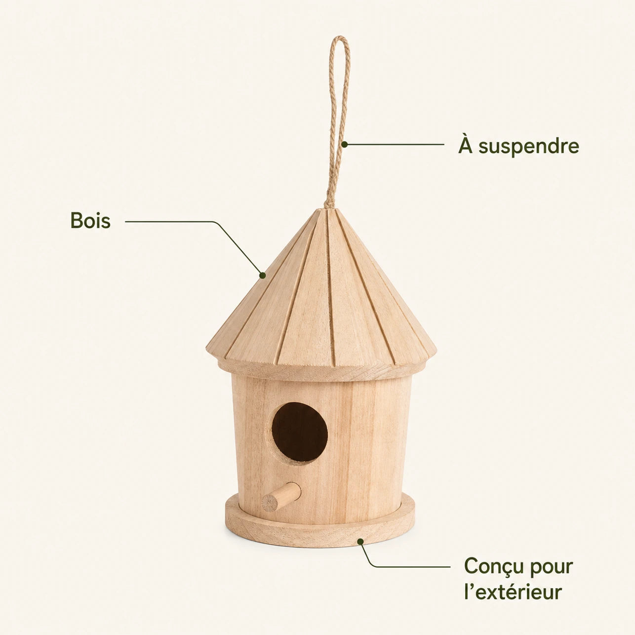 Vogelhuisje cilindrisch van hout met dak gefacetteerd — foto 4