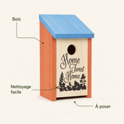 Vogelhuisje decoratief van hout oranje met dak blauw — foto 4