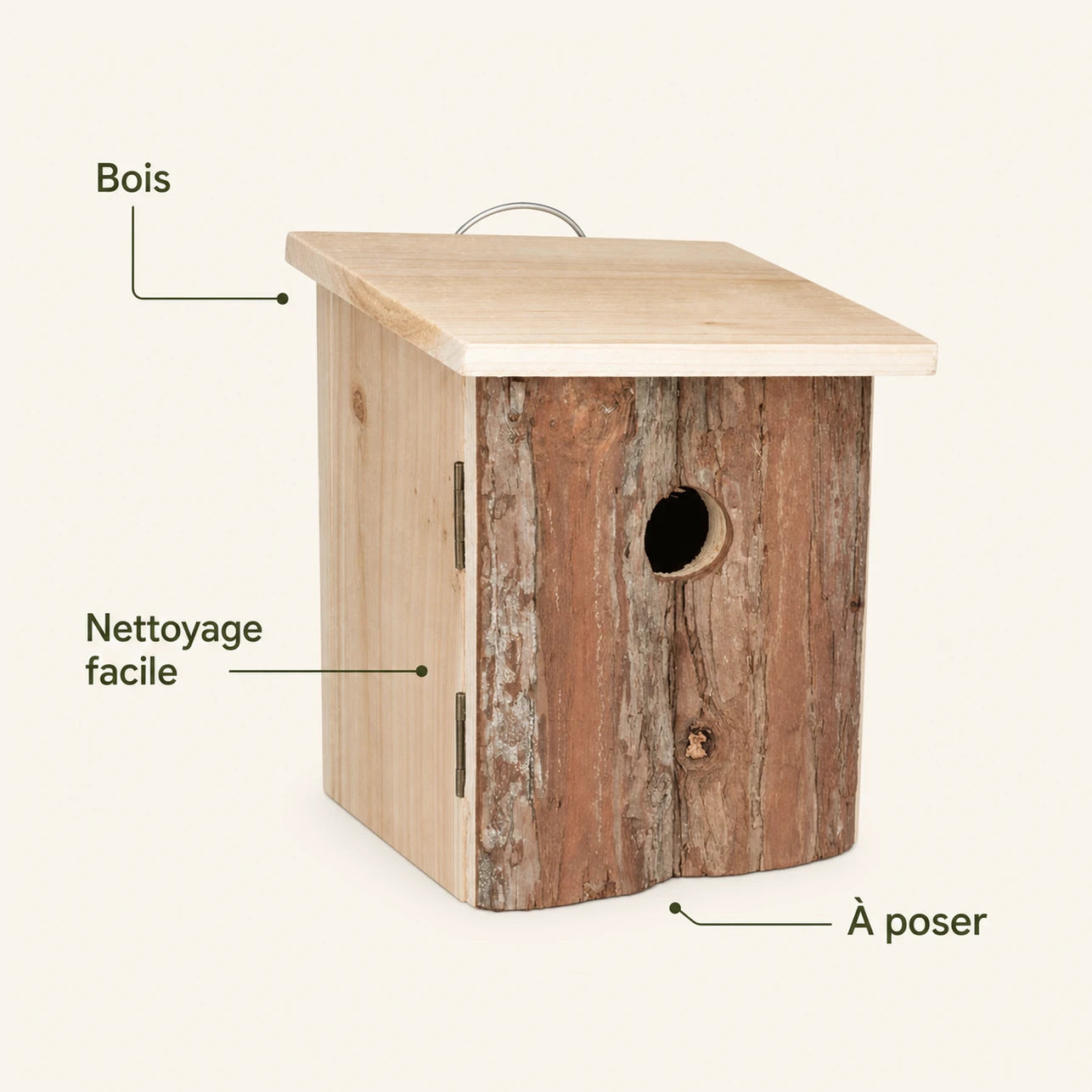 Vogelhuisje rustiek van hout met voorkant schors — foto 4