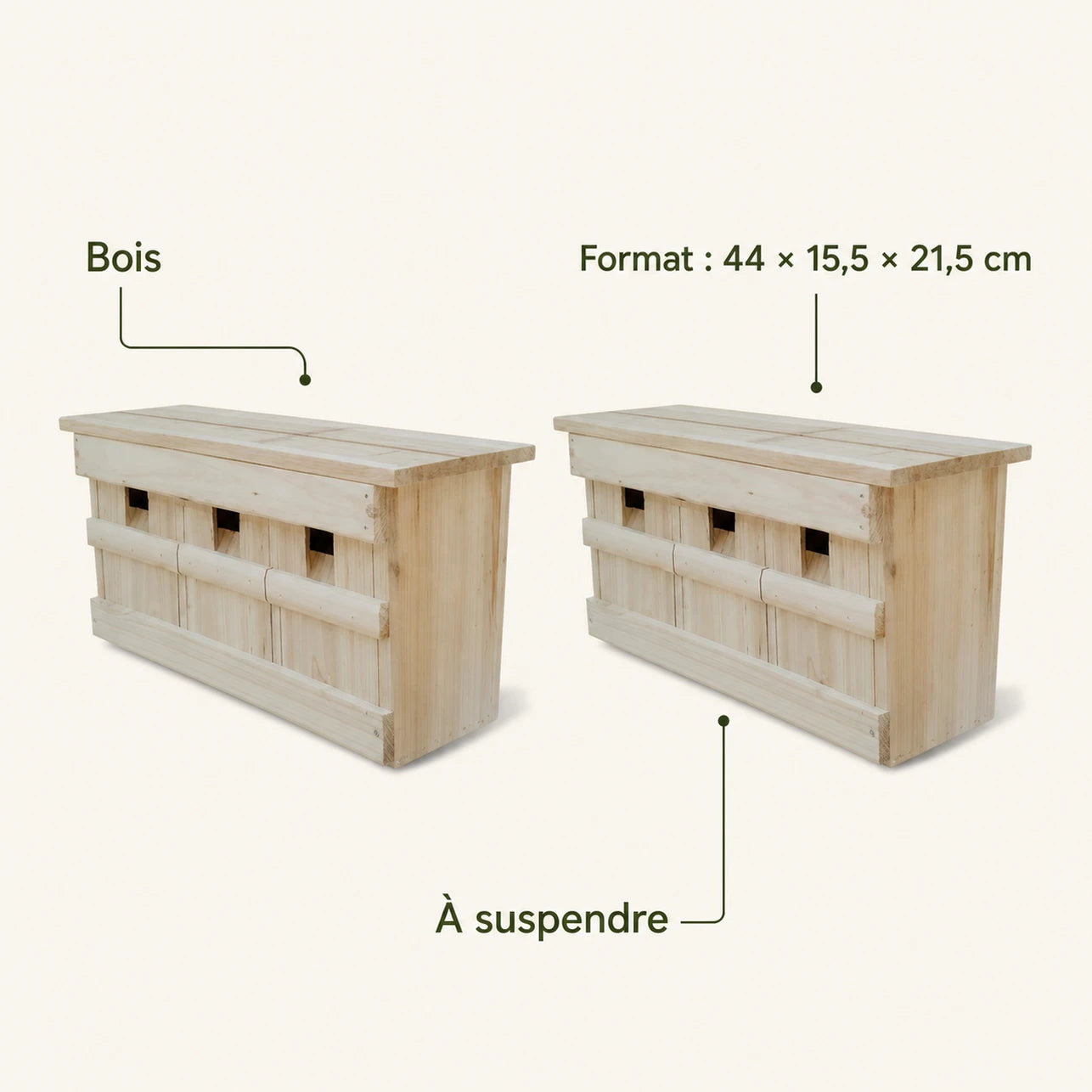 Set van 2 vogelhuisjes van hout bruin formaat 44 × 15,5 × 21,5 cm — foto 4