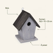 Vogelhuisje stijl retro van hout grijs formaat 18,5 × 15 × 23 cm — foto 4