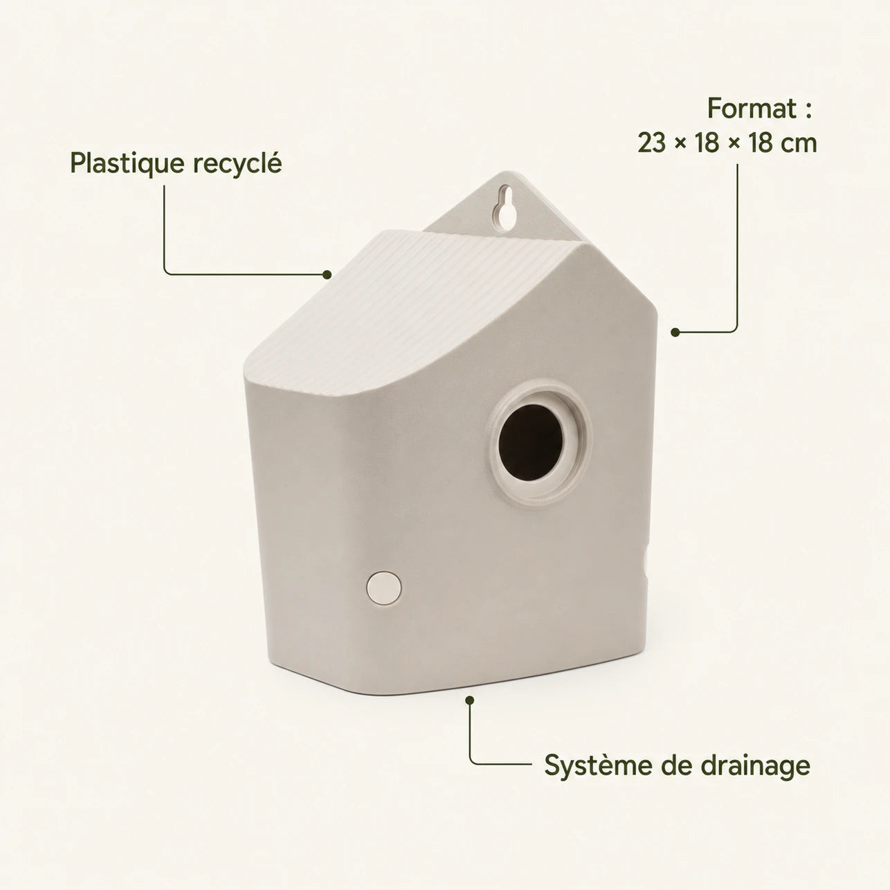 Vogelhuisje beige formaat 23 × 18 × 18 cm — foto 4