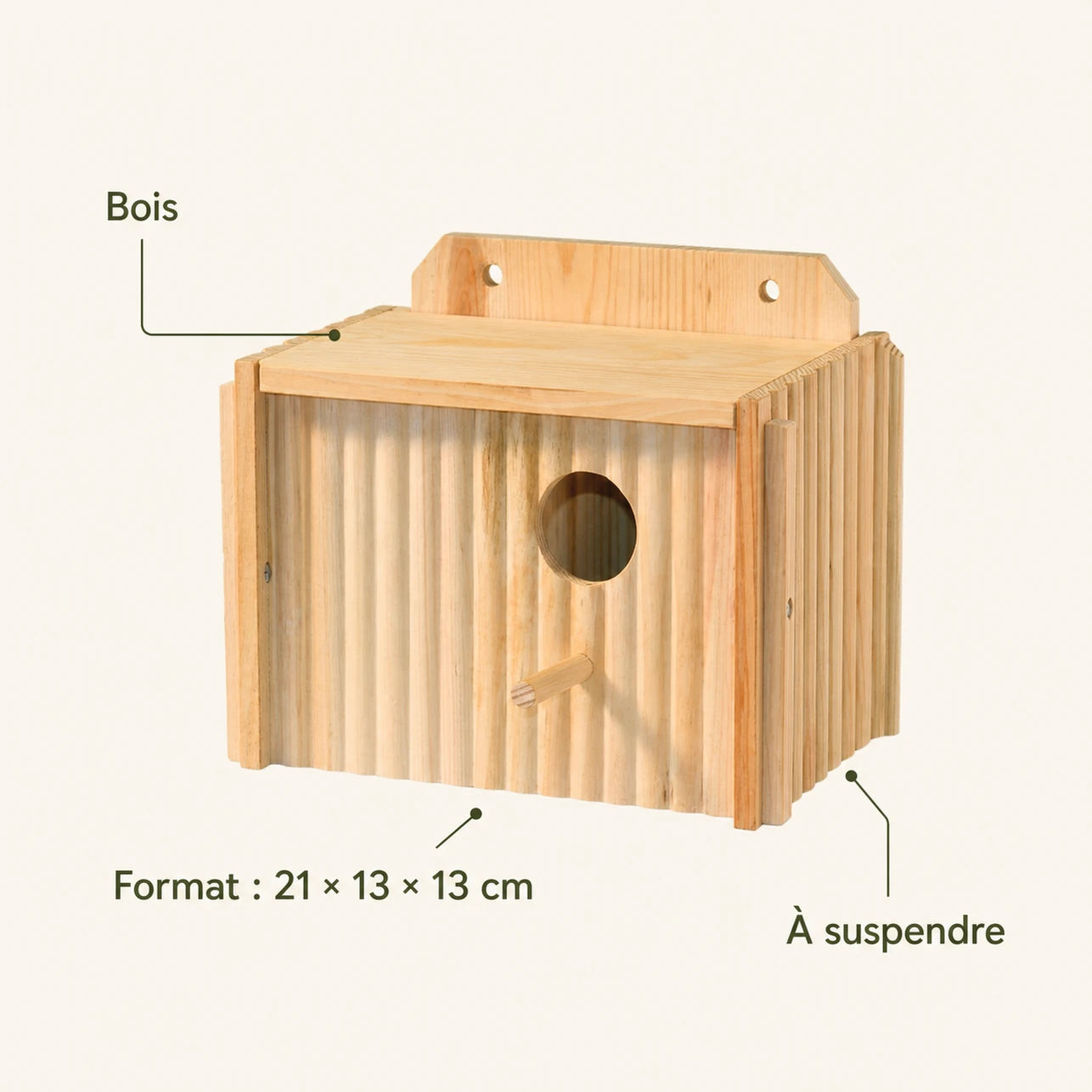 Houten vogelhuisje bruin formaat 21 × 13 × 13 cm — foto 4